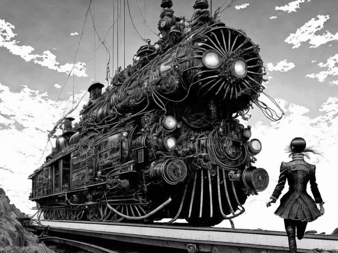 Majestic Steam Locomotive Against Dramatic Sky