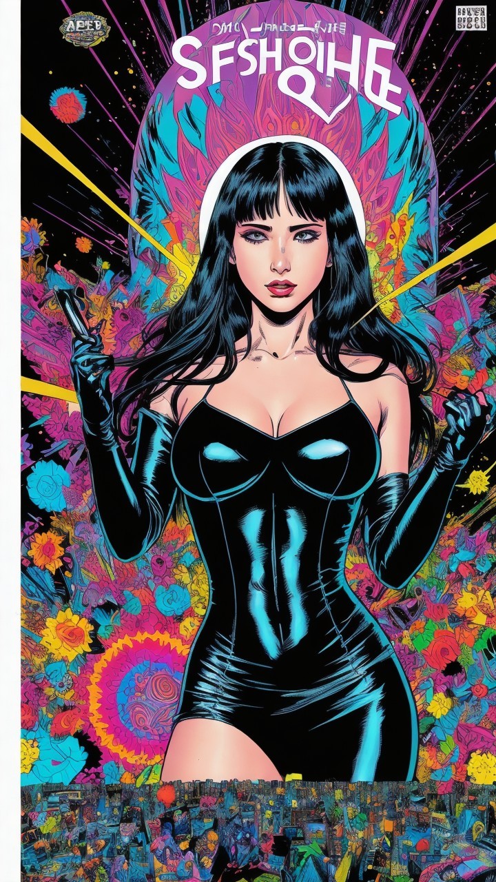 Comic Book Cover with Female Character in Bodysuit