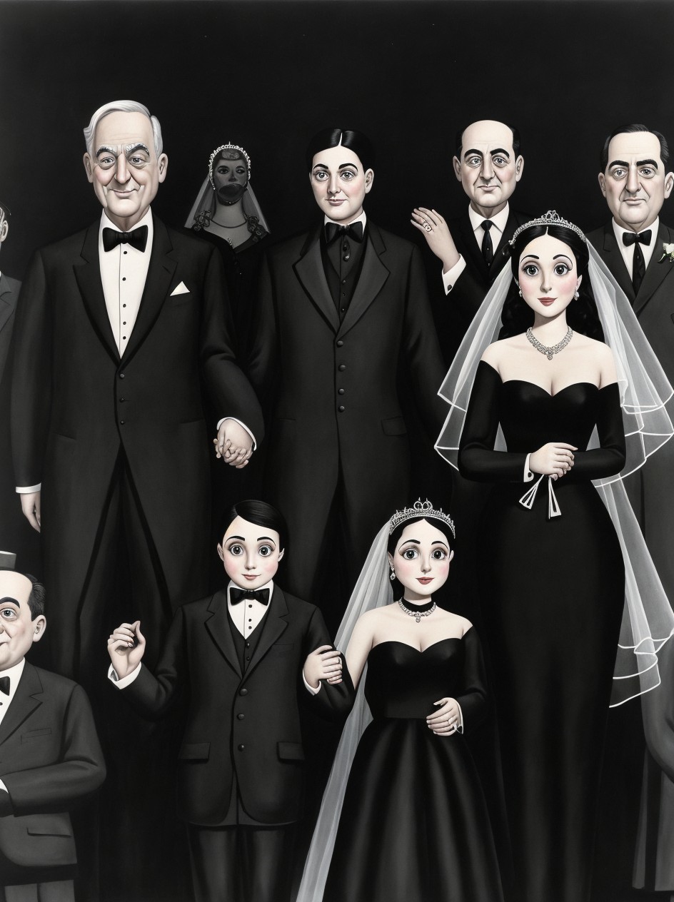 Formal Family Portrait in Black and White Attire