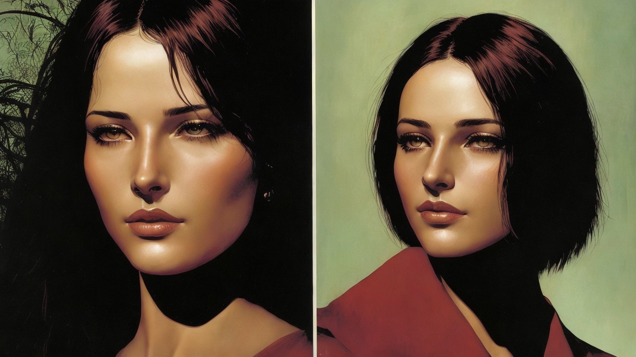 Portraits of a Woman with Different Hairstyles