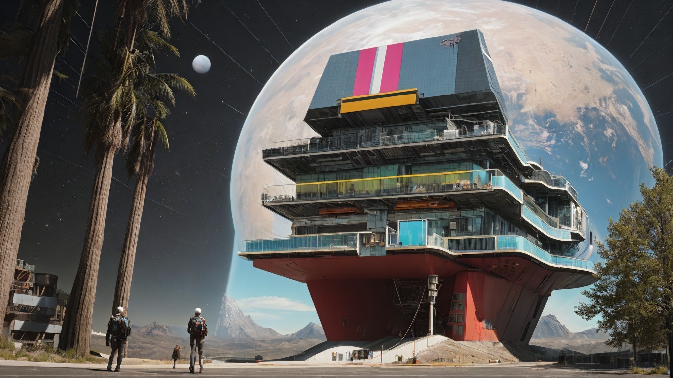 Futuristic Building in Extraterrestrial Landscape