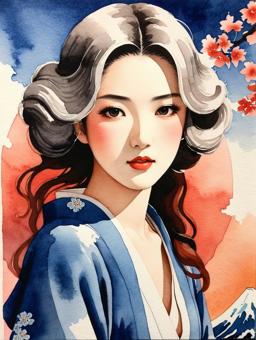 Portrait of a Woman in Traditional Japanese Attire