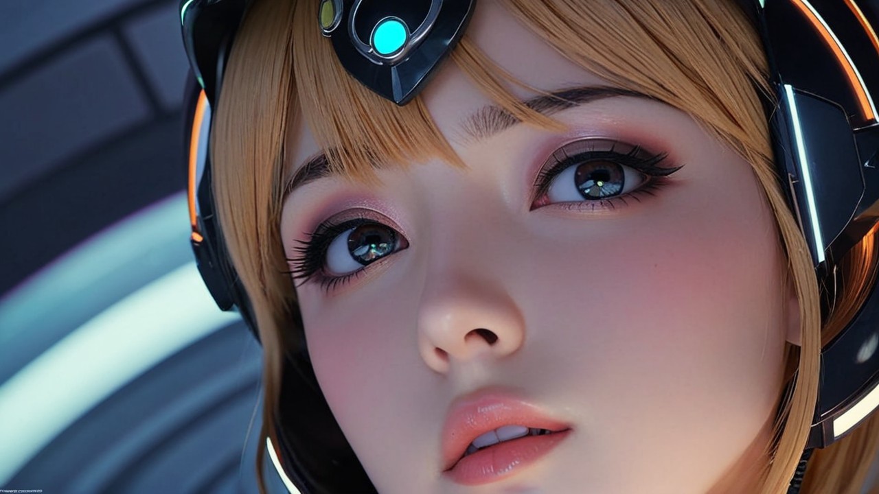 Close-up Portrait of a Young Woman in Sci-Fi Style