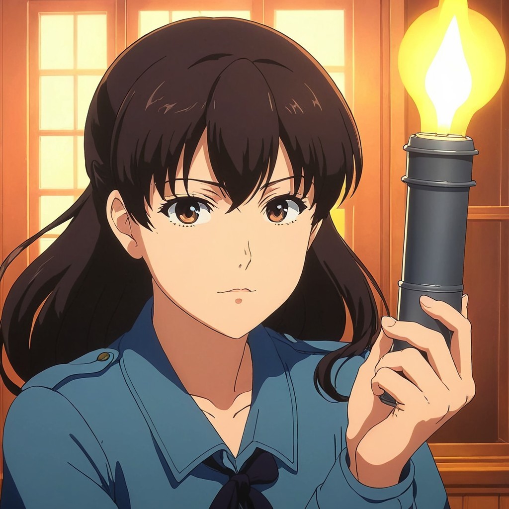 Anime-style portrait of a young woman with brown hair