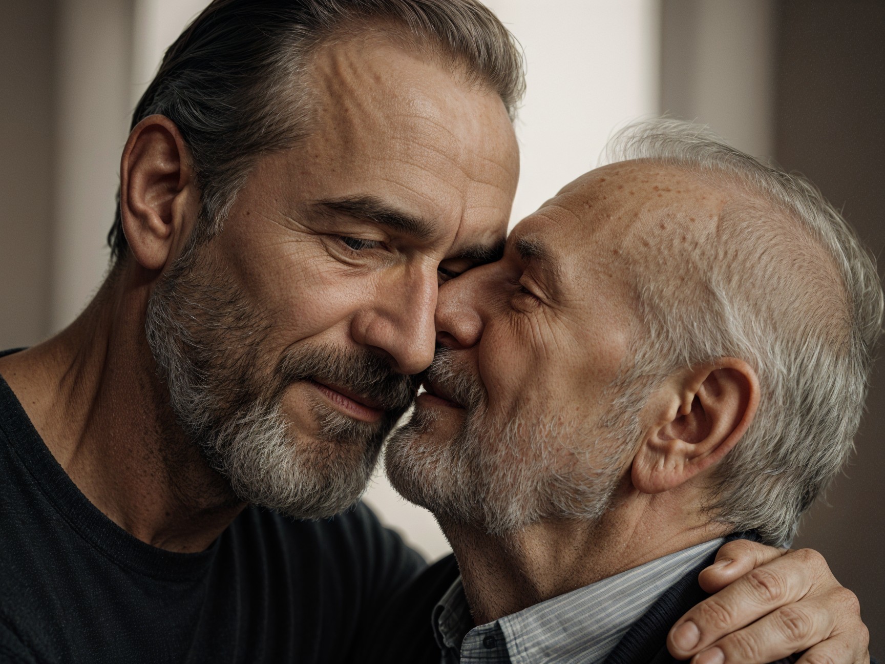 Tender Moment Between Two Men Highlighting Affection