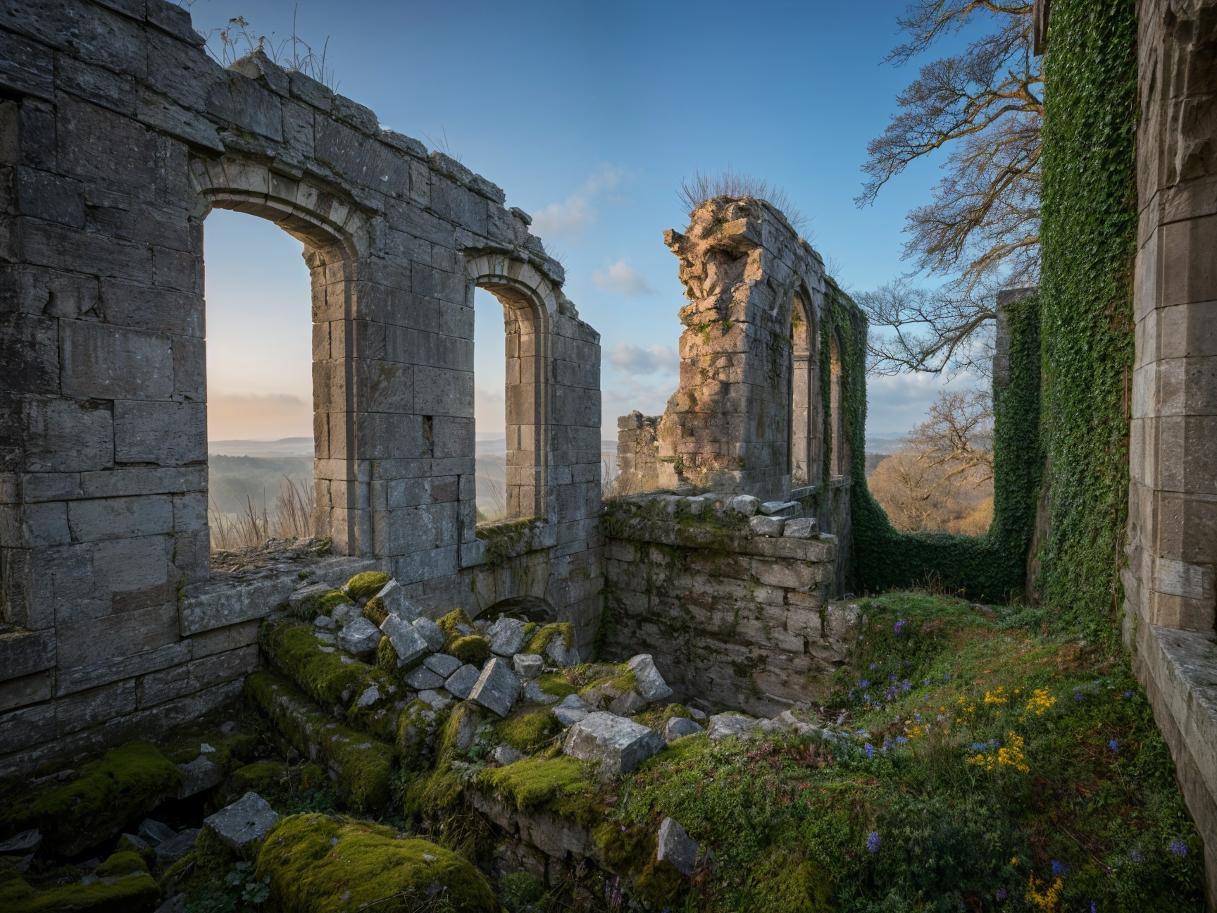 Ruins of a Stone Structure Surrounded by Nature
