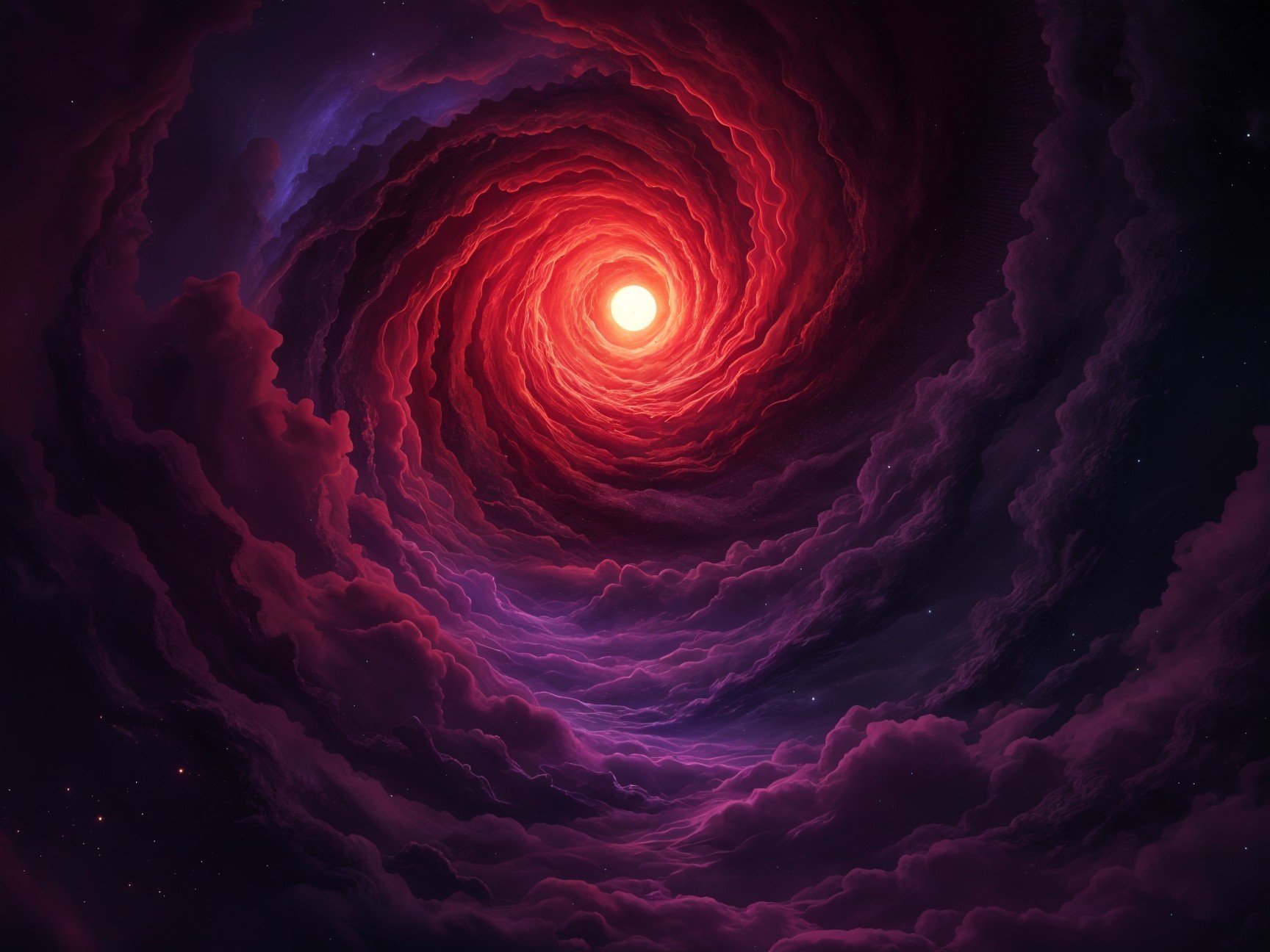 Swirling Cosmic Vortex with Glowing Central Sun