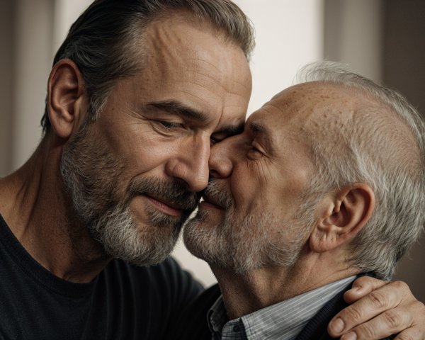 Tender Moment Between Two Men Highlighting Affection