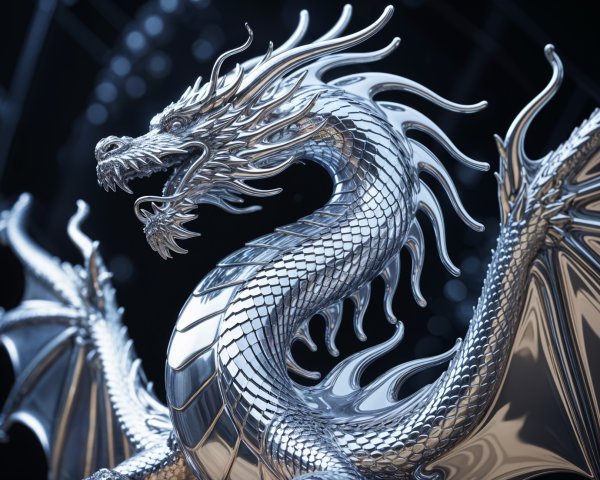 Intricate Metallic Dragon Sculpture with Dynamic Pose