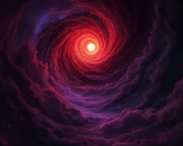 Swirling Cosmic Vortex with Glowing Central Sun