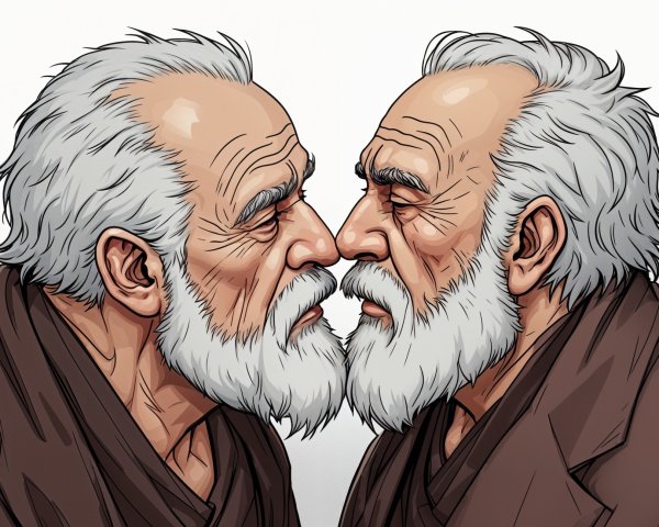 Elderly Men with White Hair and Serious Expressions