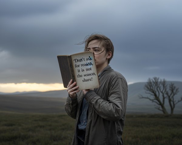 Young Person in Grassy Landscape with Open Book