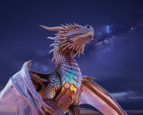 Iridescent Dragon with Shiny Scales and Wings