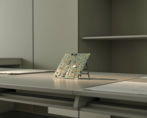 Close-Up of Intricate Computer Circuit Board on Desk