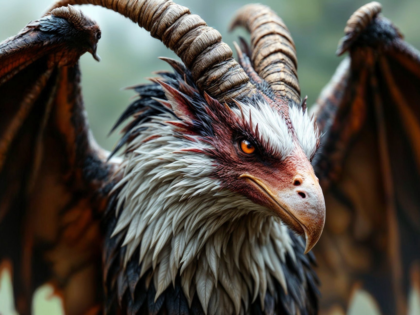 Majestic Dragon-Bird Creature with Intricate Features