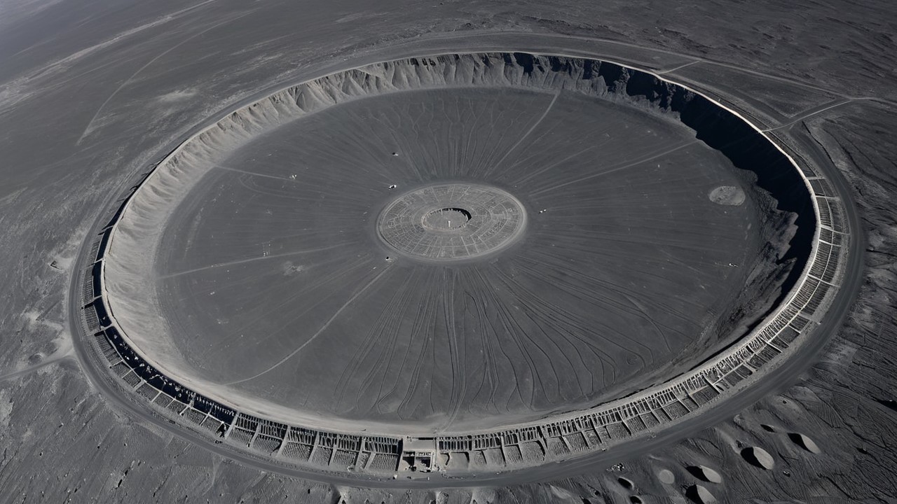 Circular Crater Structure in Barren Landscape