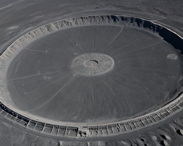 Circular Crater Structure in Barren Landscape