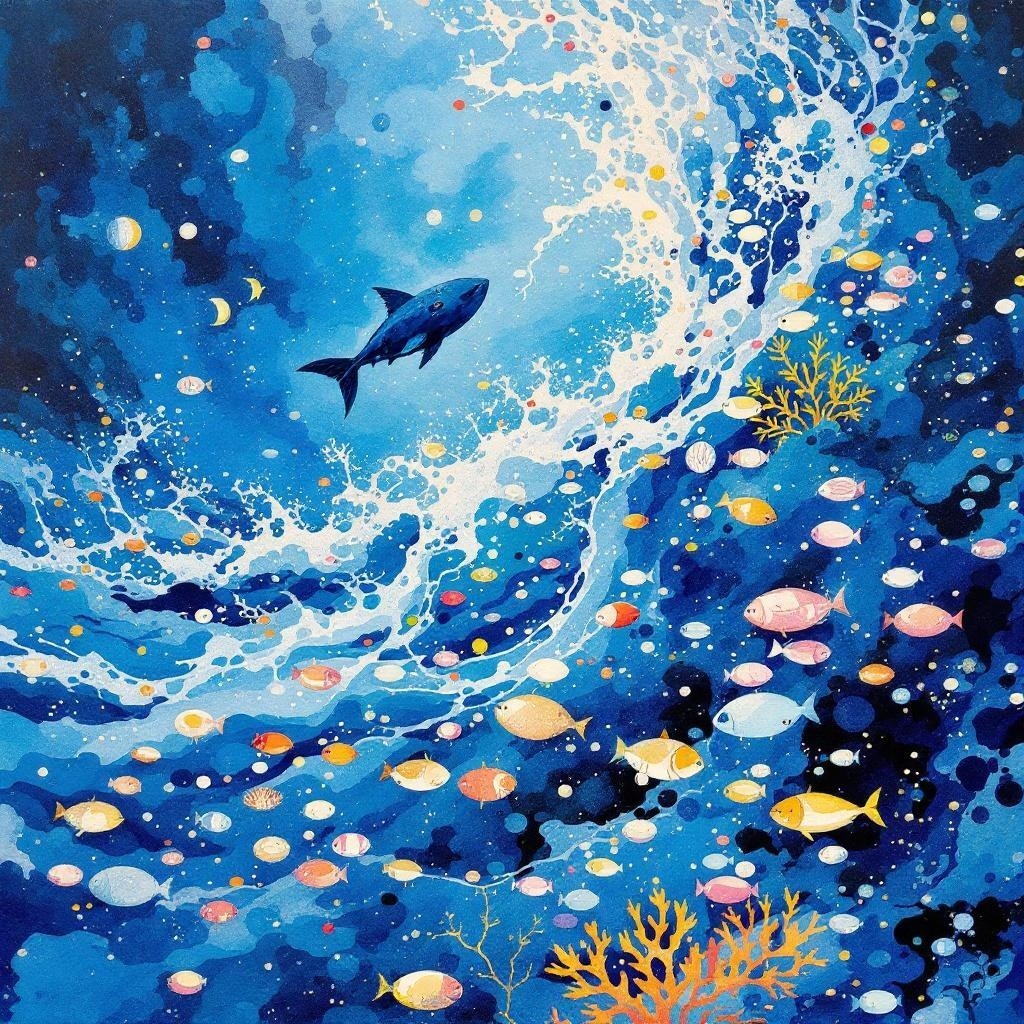 Vibrant Underwater Scene with Colorful Fish and Coral