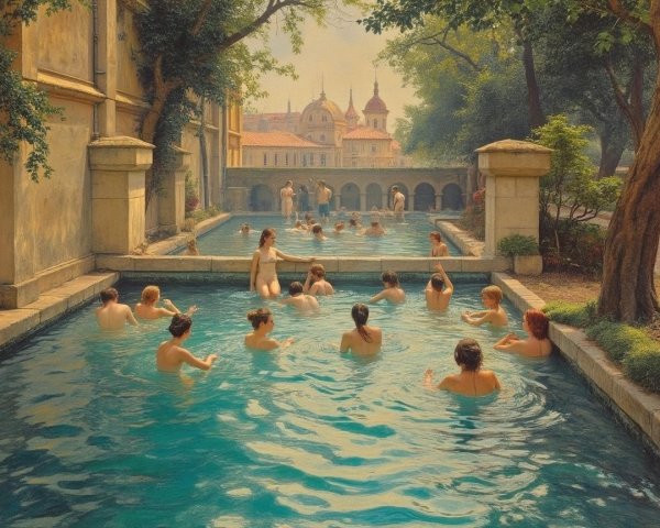 Serene Outdoor Swimming Pools in Lush Greenery