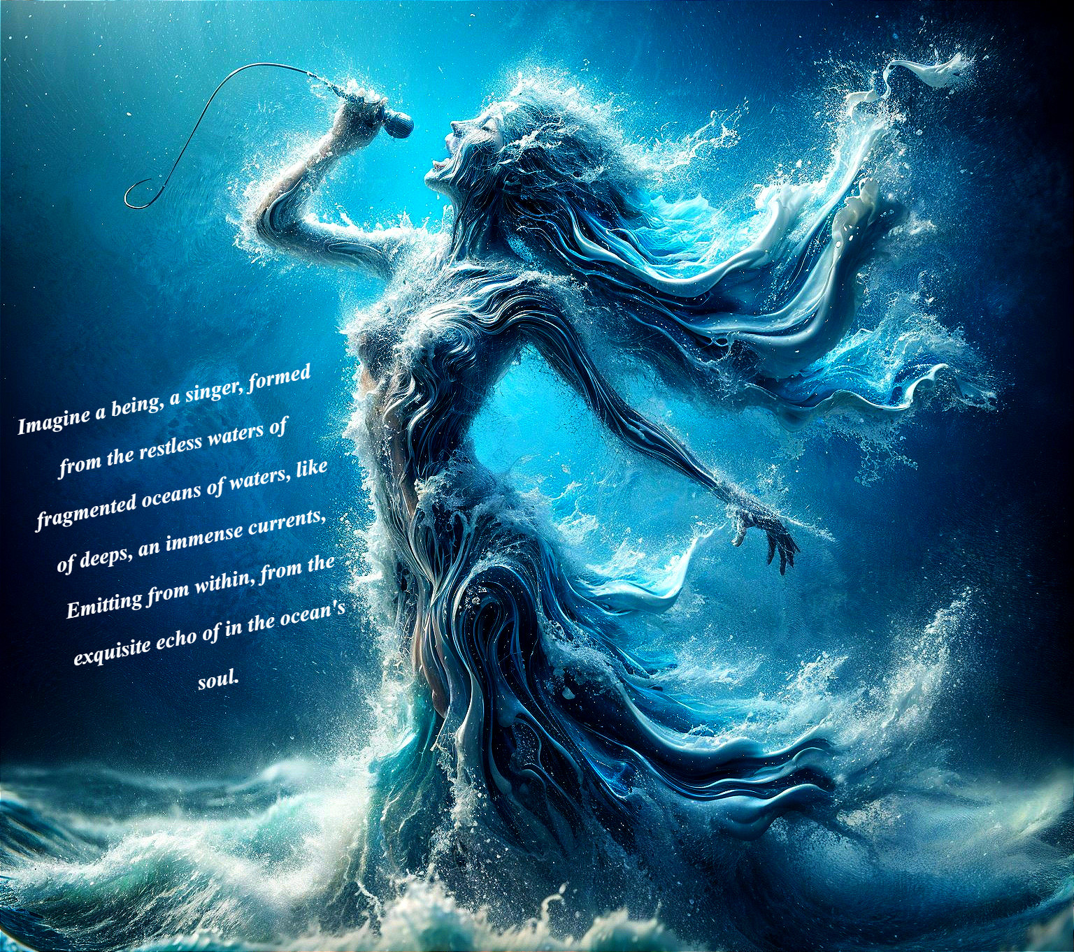 Mystical Figure in Ocean Waves Capturing Nature's Essence