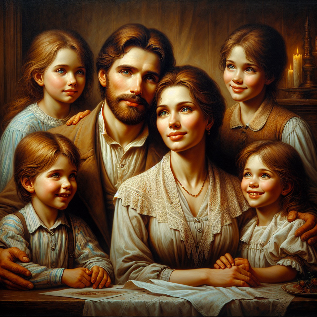 Nostalgic Family Portrait with Vintage Clothing
