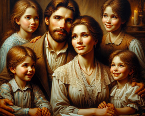Nostalgic Family Portrait with Vintage Clothing