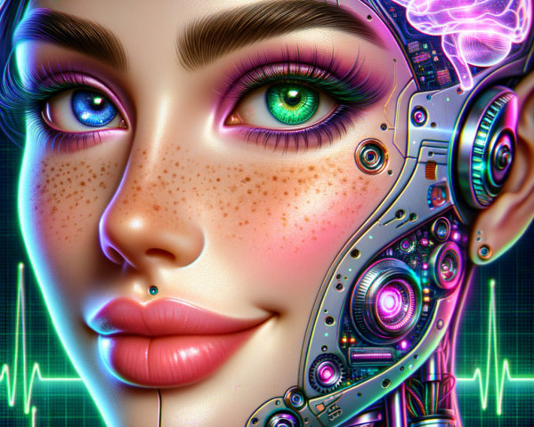 Futuristic Cybernetic Woman with Tech-Integrated Features