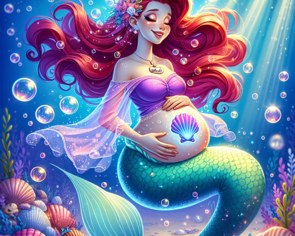 Colorful Underwater Scene with Joyful Mermaid