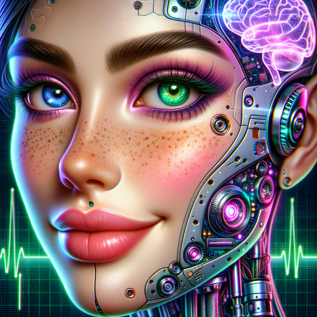 Futuristic Cybernetic Woman with Tech-Integrated Features