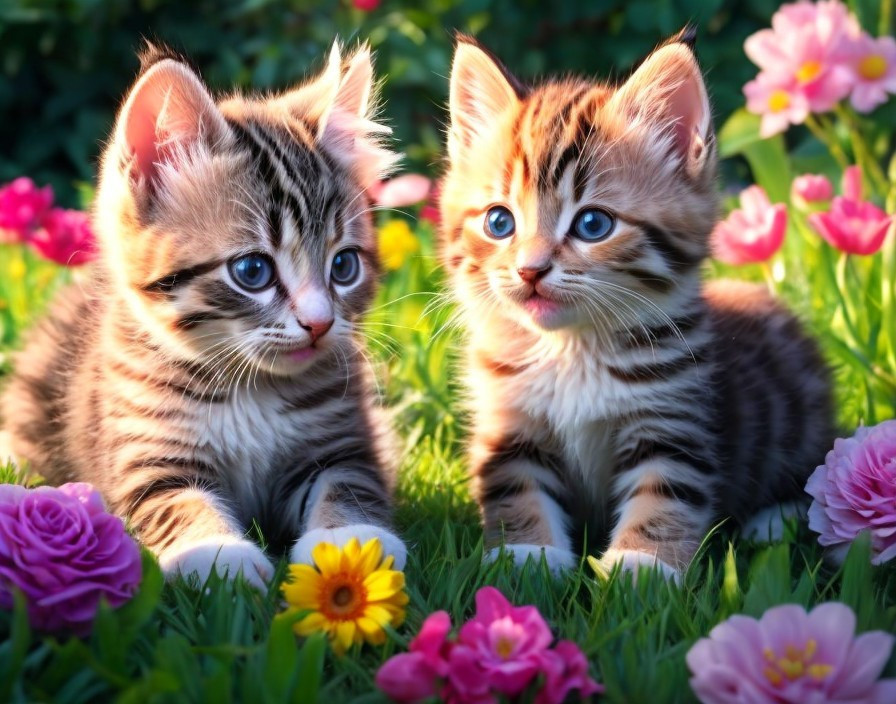 Kittens in the Garden 