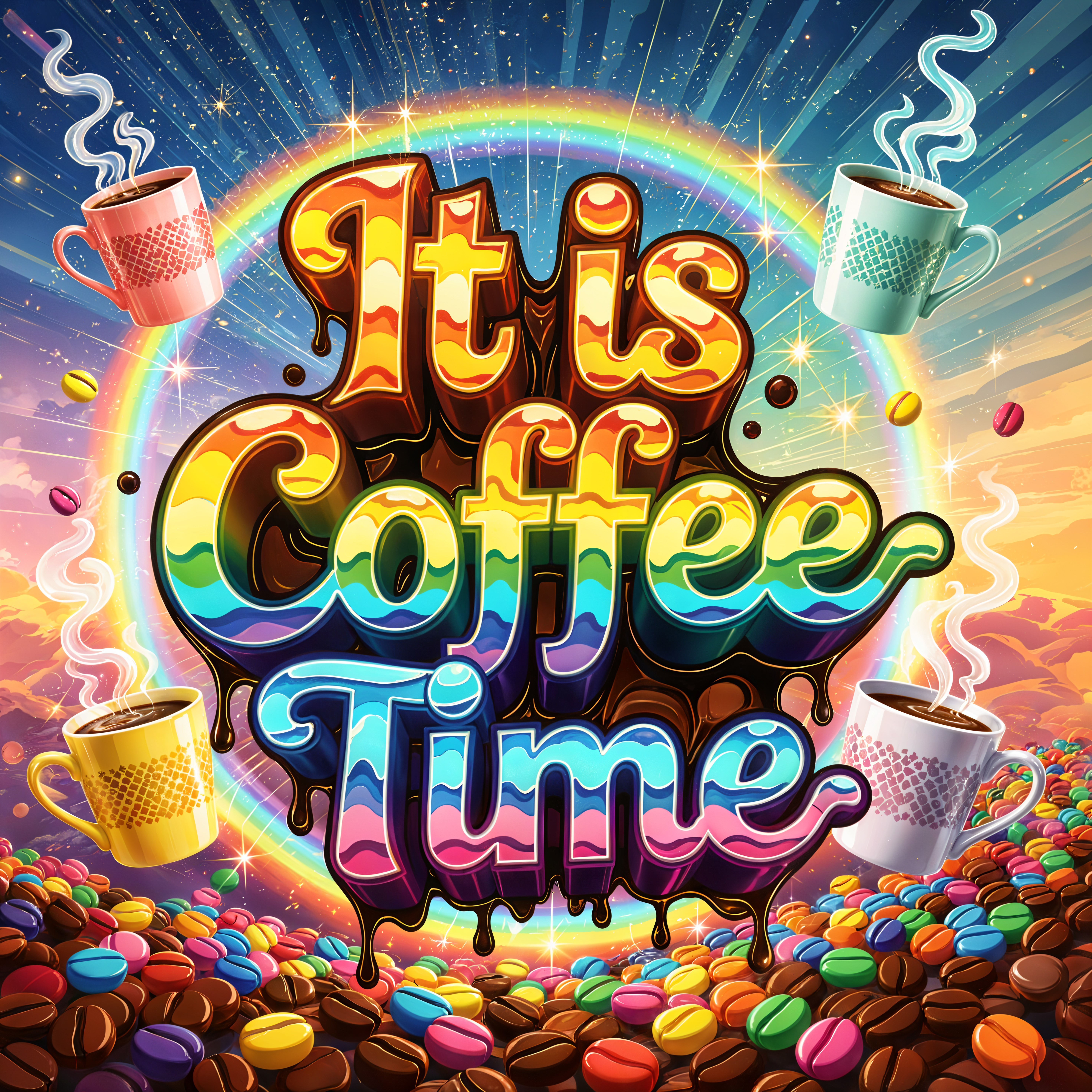 Festive Illustration of "It is Coffee Time" Design