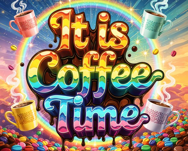 Festive Illustration of "It is Coffee Time" Design