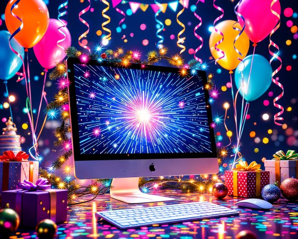 Vibrant Celebration Scene with Colorful Decorations