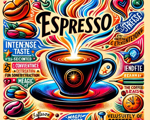 Illustrative Design of Espresso with Colorful Coffee Beans