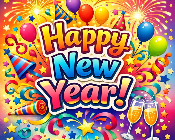 Colorful New Year's Day Celebration with Bold Text