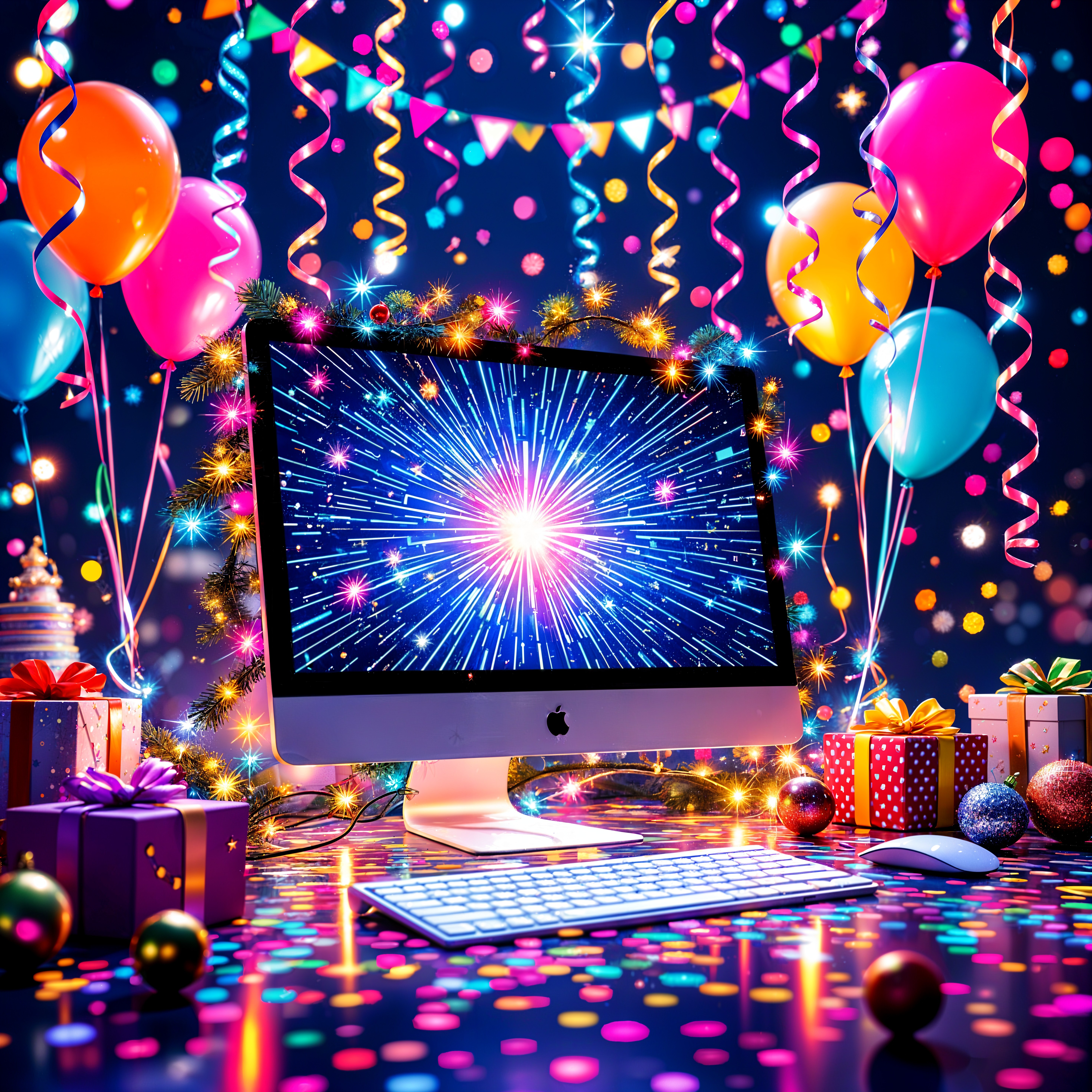 Vibrant Celebration Scene with Colorful Decorations