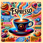 Illustrative Design of Espresso with Colorful Coffee Beans
