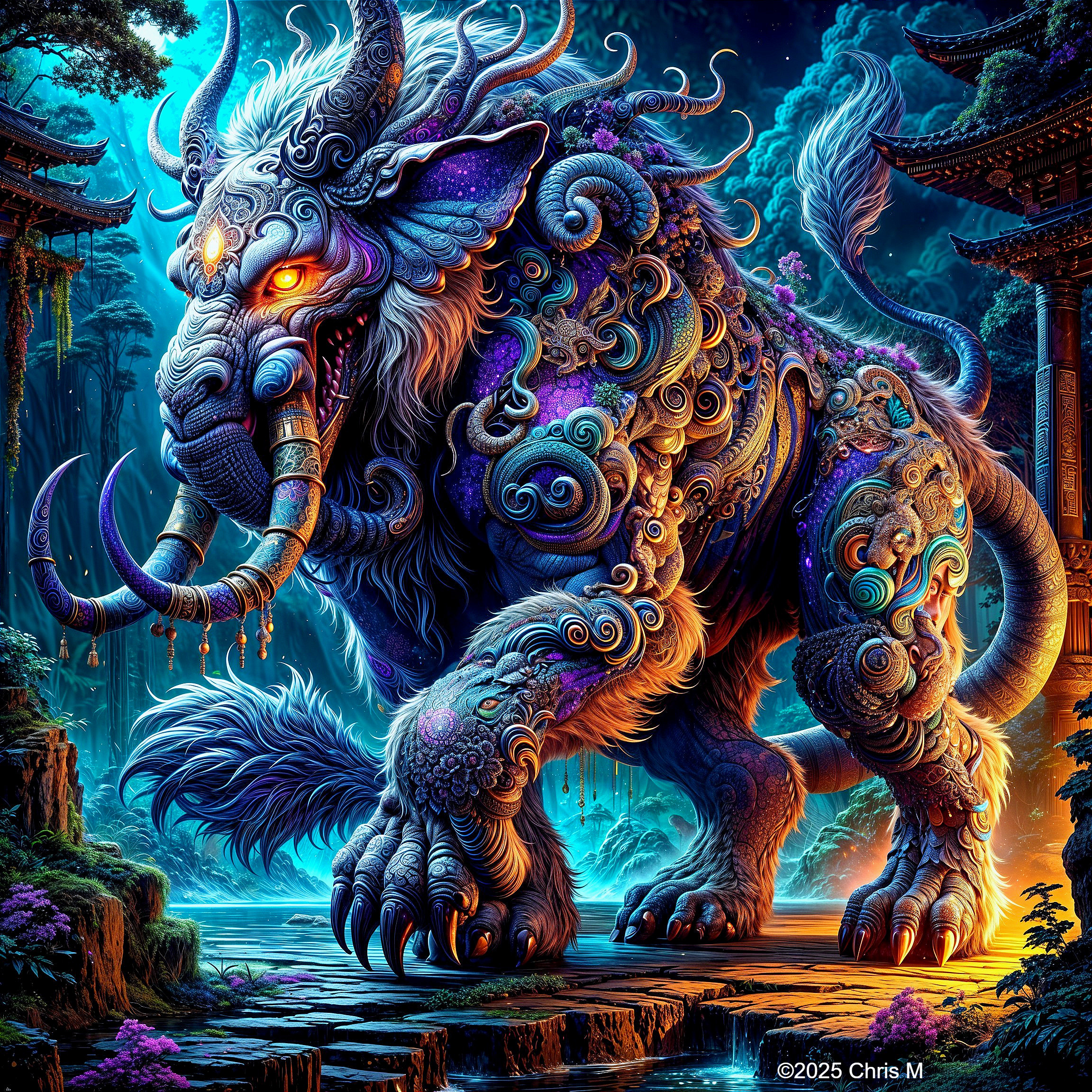 Majestic Mythical Creature in Fantastical Landscape