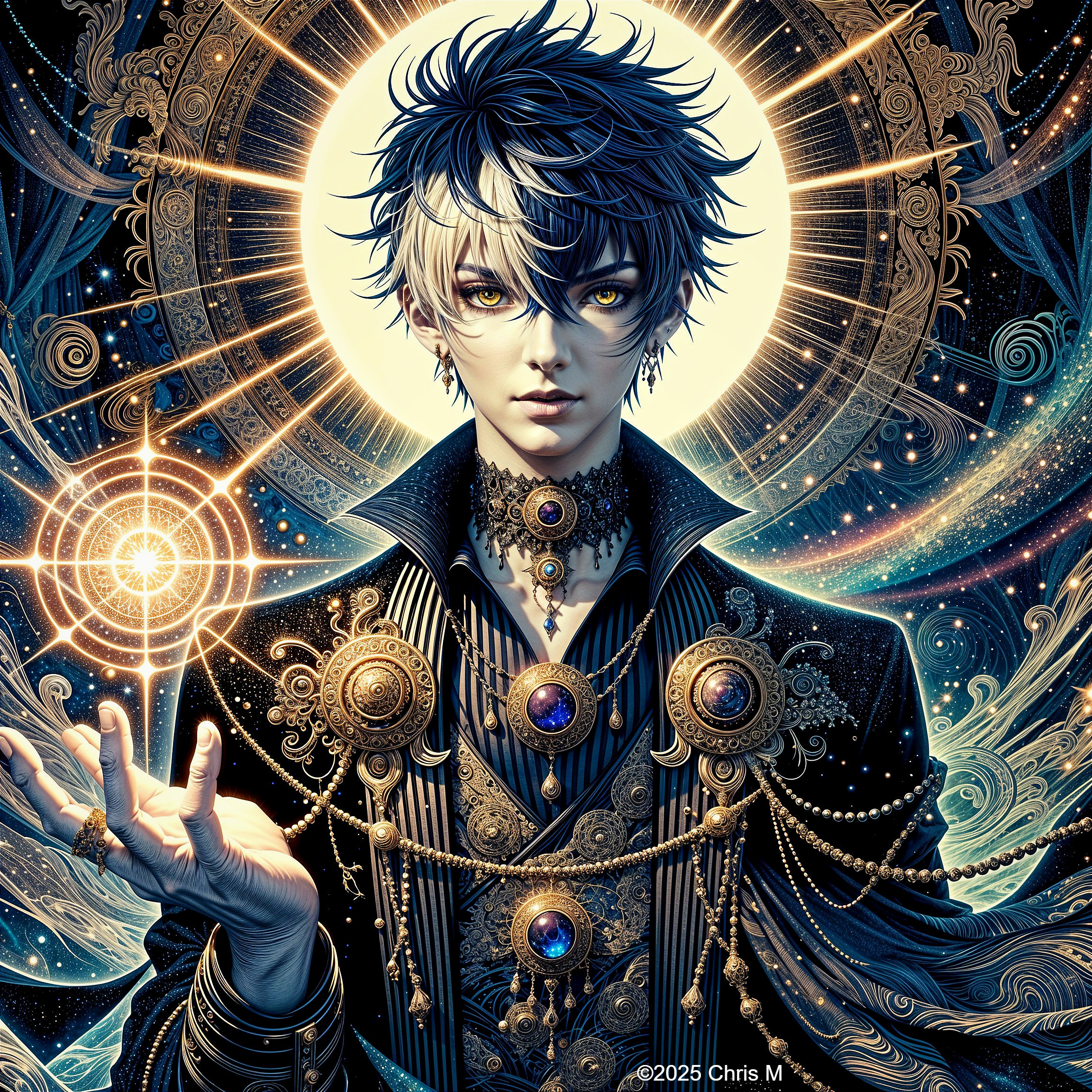 Mystical Figure with Ethereal Energy and Glowing Orb