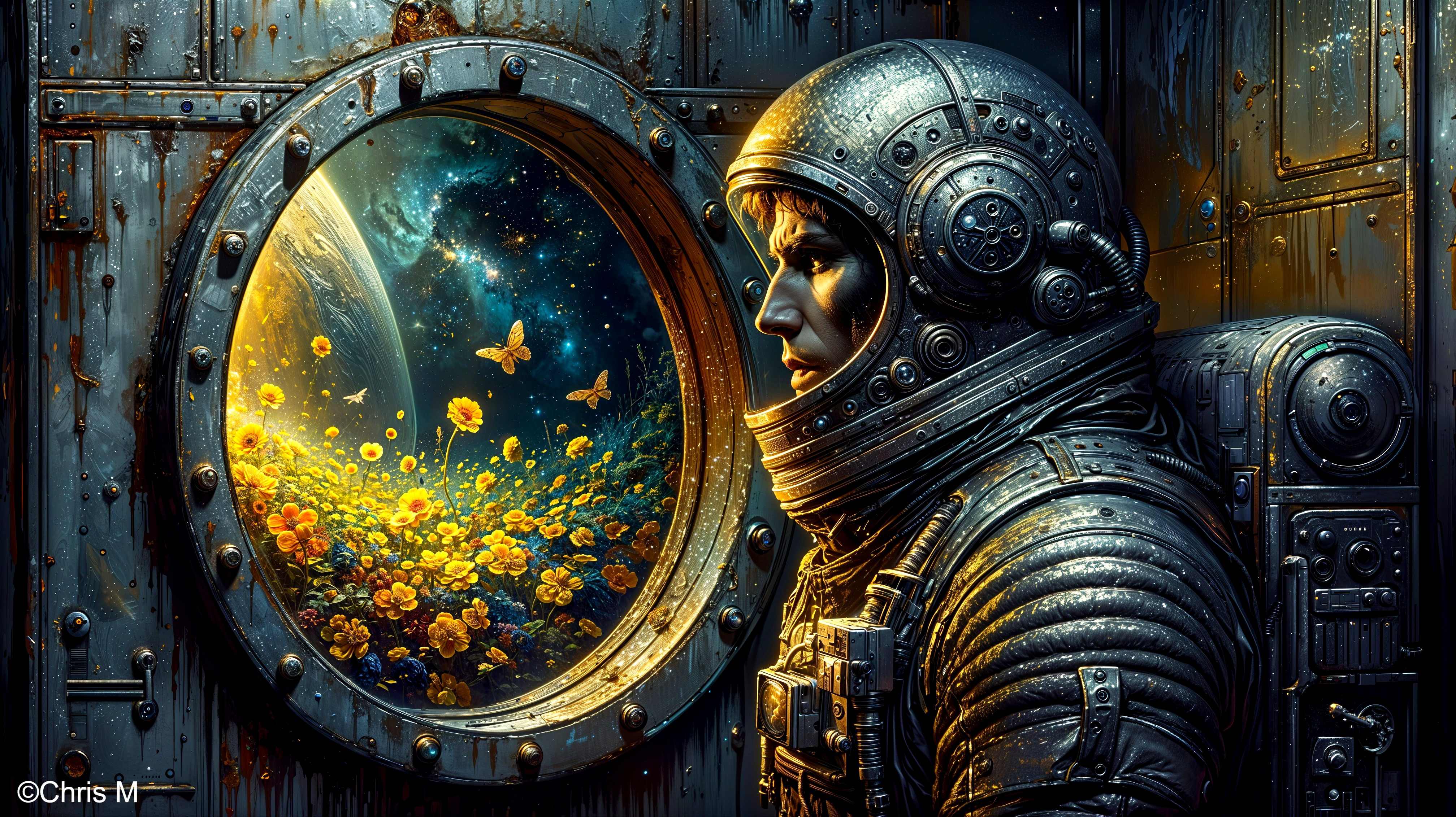 Astronaut Observes Flowers and Butterflies in Space