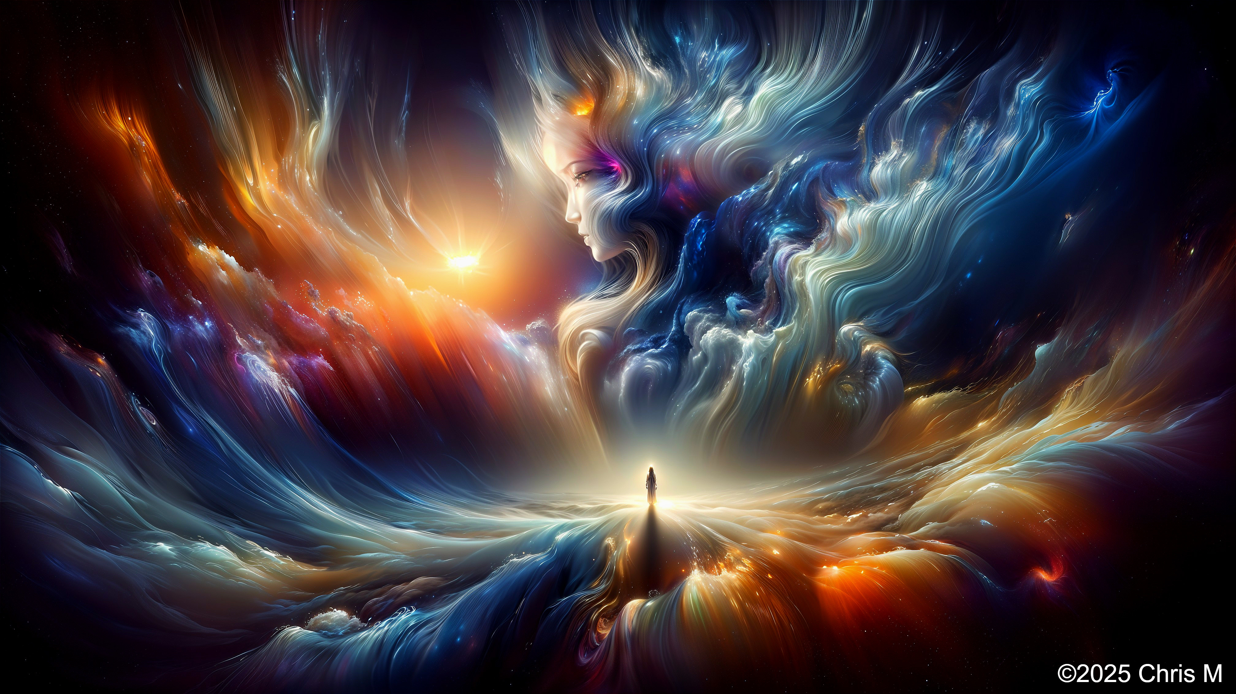 Surreal Cosmic Landscape with Ethereal Elements