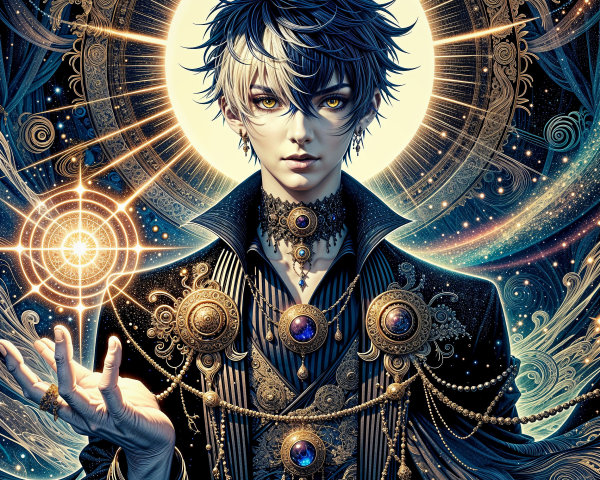 Mystical Figure with Ethereal Energy and Glowing Orb