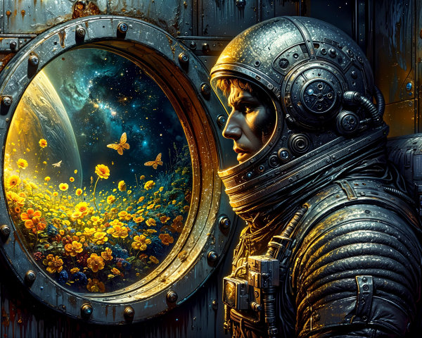 Astronaut Observes Flowers and Butterflies in Space