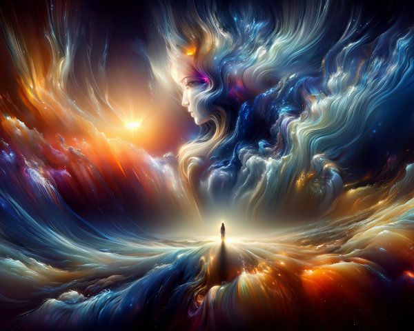 Surreal Cosmic Landscape with Ethereal Elements