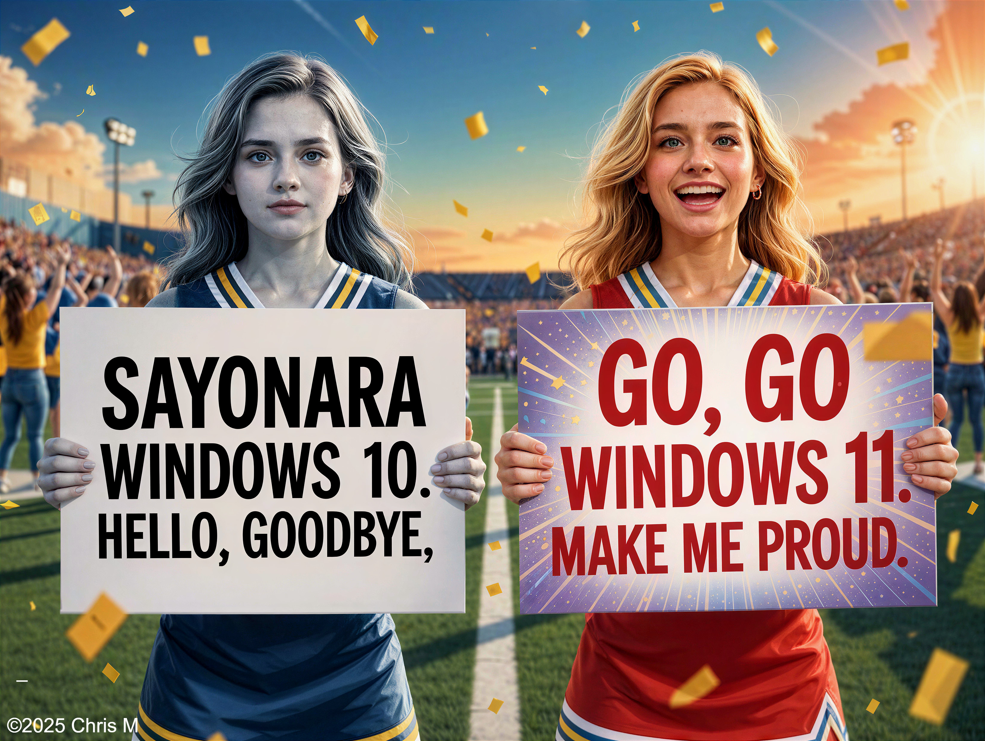 Cheerleaders Celebrate Transition from Windows 10 to 11