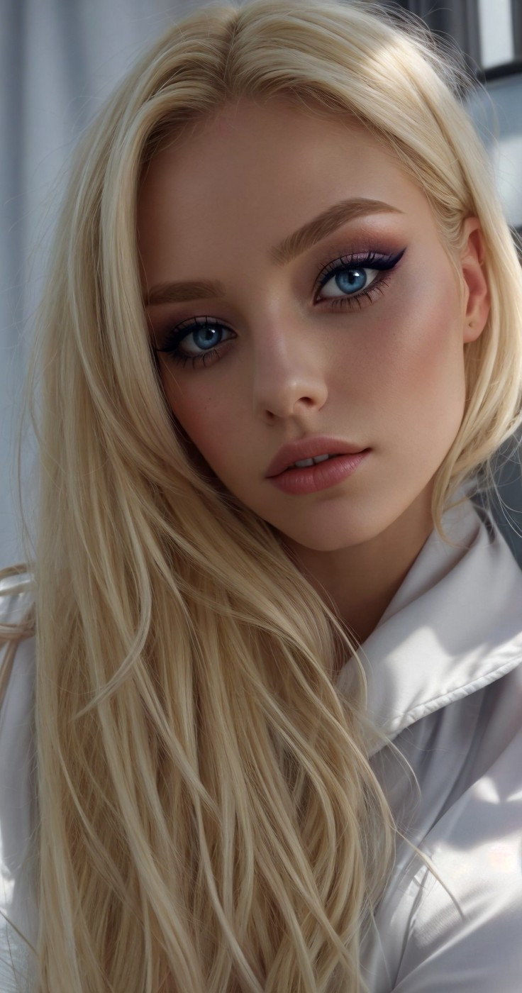 Close-Up Portrait of a Young Woman with Blonde Hair
