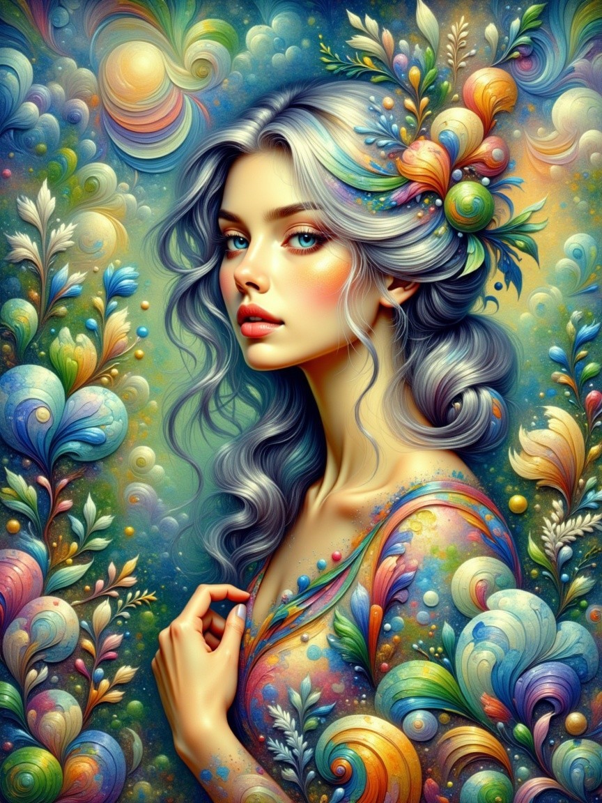 Portrait of a Young Woman with Floral Adornments