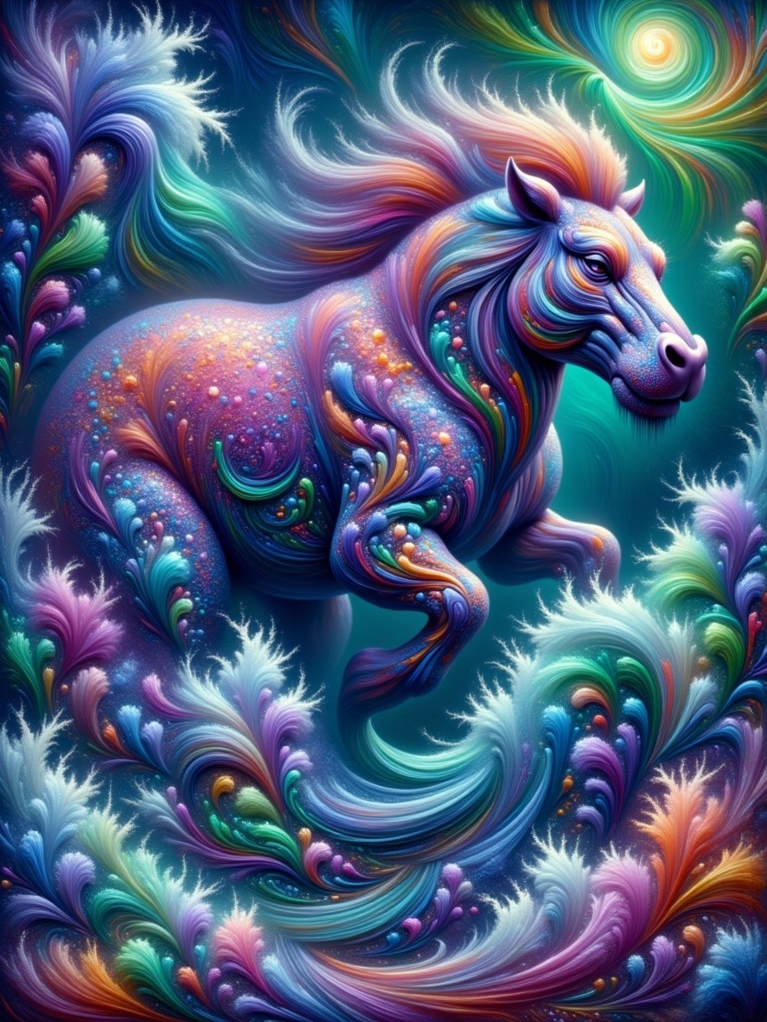 Colorful Abstract Representation of a Horse in Motion