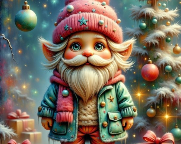 Whimsical Character in a Festive Holiday Setting