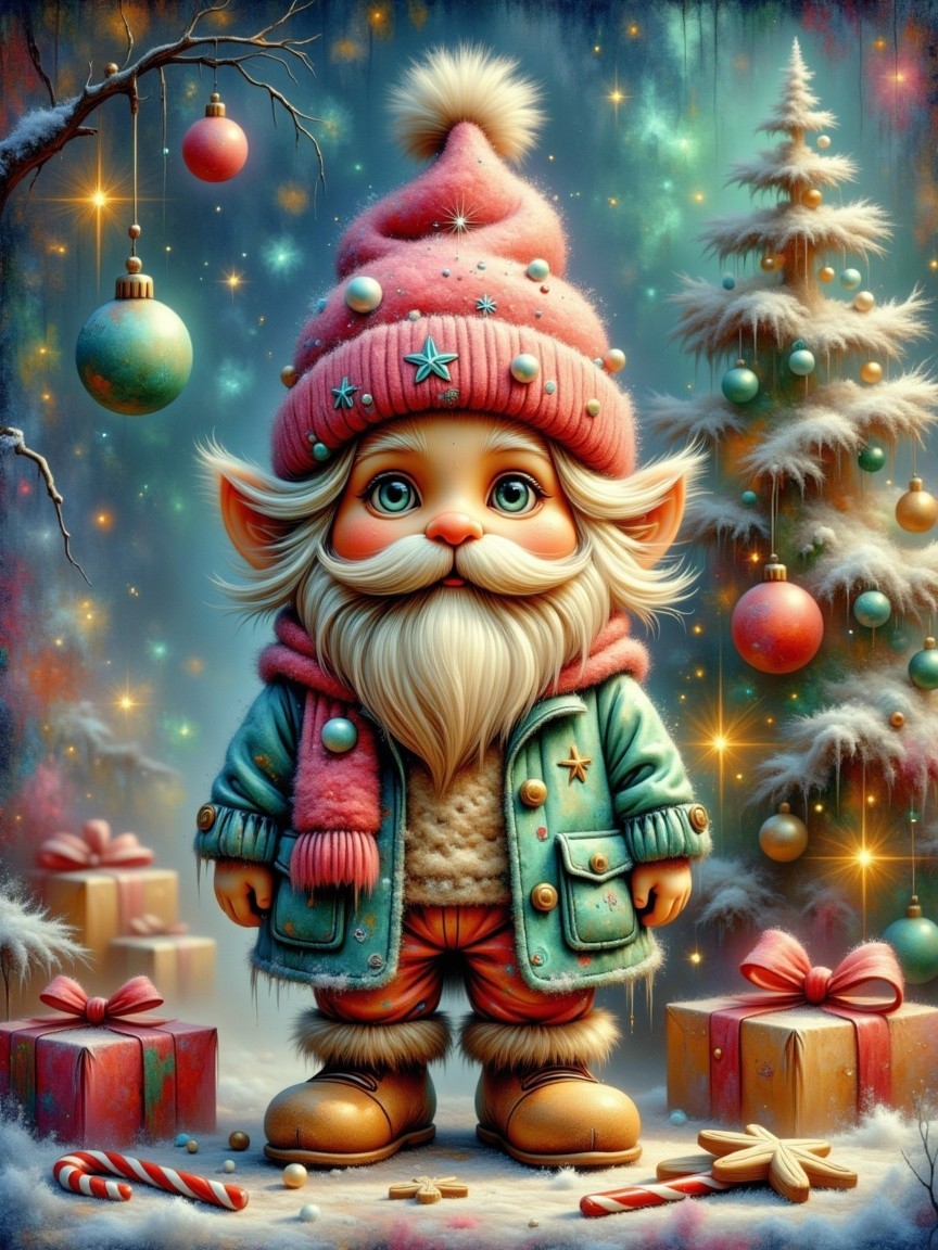 Whimsical Character in a Festive Holiday Setting